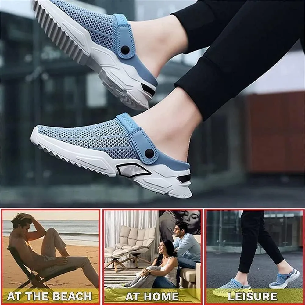Men's Orthopedic Hollow-Out Summer Sandals Clogs Breathable Mesh Non-Slip Lightweight Comfortable Slip on Slippers