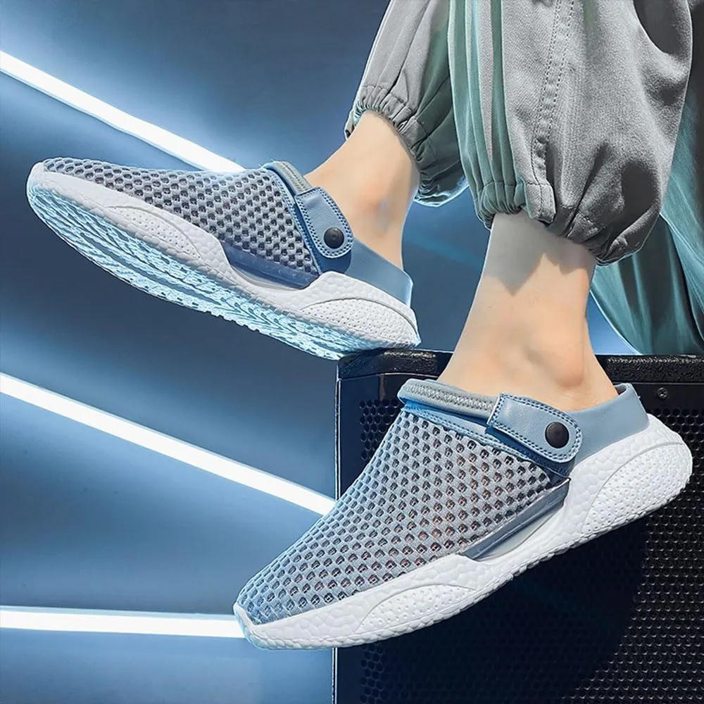Men's Orthopedic Hollow-Out Summer Sandals Clogs Breathable Mesh Non-Slip Lightweight Comfortable Slip on Slippers