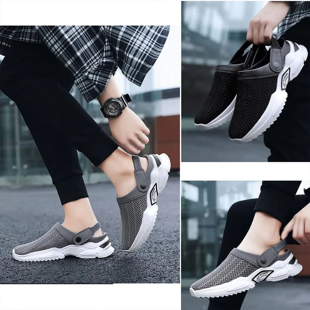 Men's Orthopedic Hollow-Out Summer Sandals Clogs Breathable Mesh Non-Slip Lightweight Comfortable Slip on Slippers