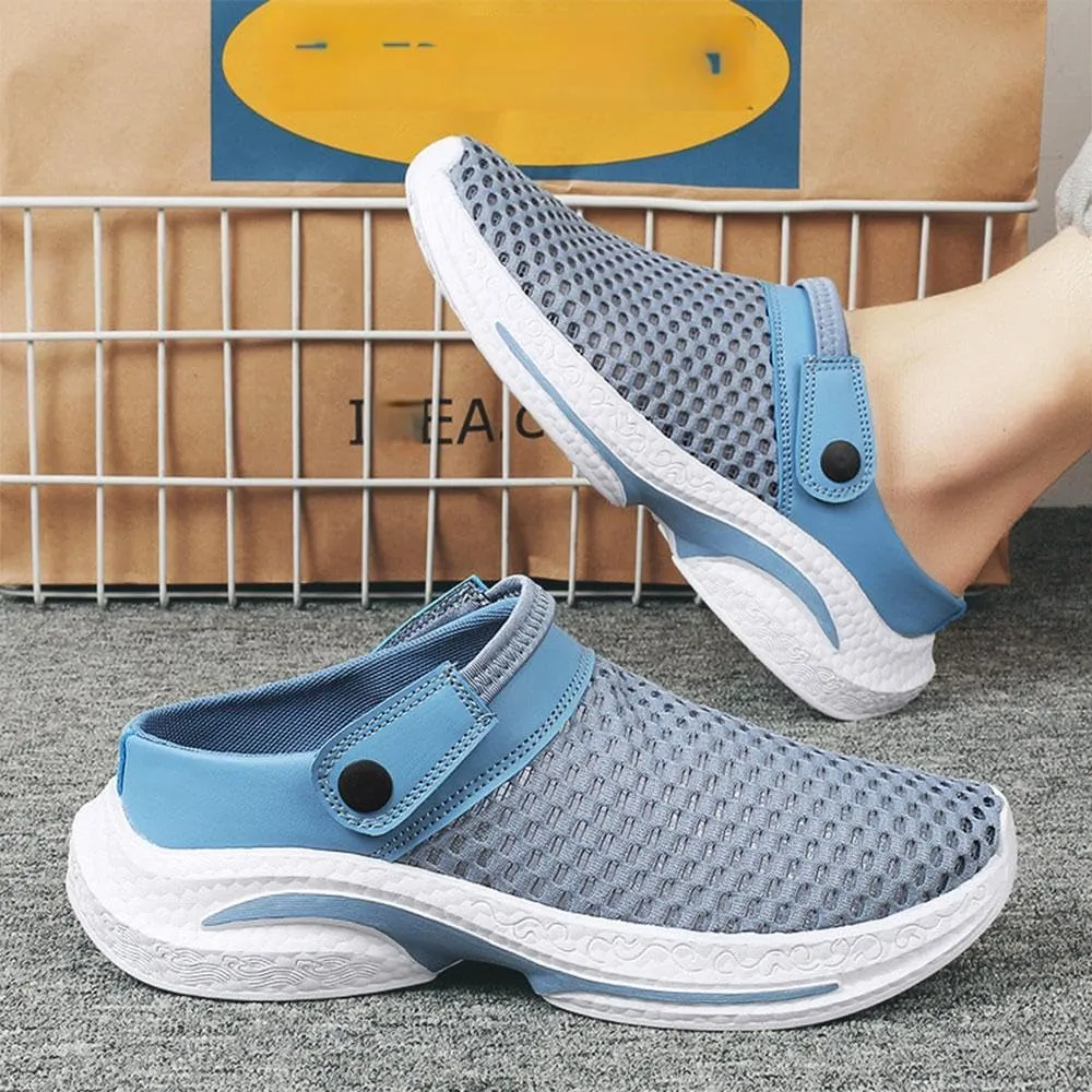 Men's Orthopedic Hollow-Out Summer Sandals Clogs Breathable Mesh Non-Slip Lightweight Comfortable Slip on Slippers
