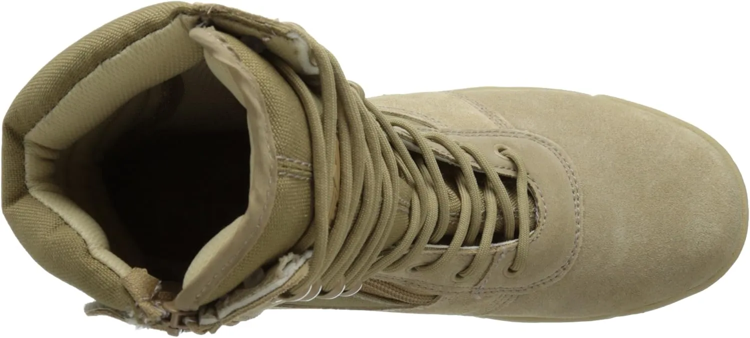 Men’s Tactical Boots Dura Max 8” with Zipper Sand Suede Leather Waterproof Coyote Oil & Slip Resistant Boots