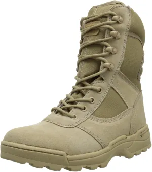 Men’s Tactical Boots Dura Max 8” with Zipper Sand Suede Leather Waterproof Coyote Oil & Slip Resistant Boots