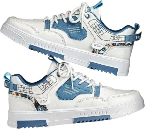 Men's Trendy Lace Up Low Top Casual Shoes Pattern Solid Comfy Outdoor Sneakers,Skater Shoes for Men