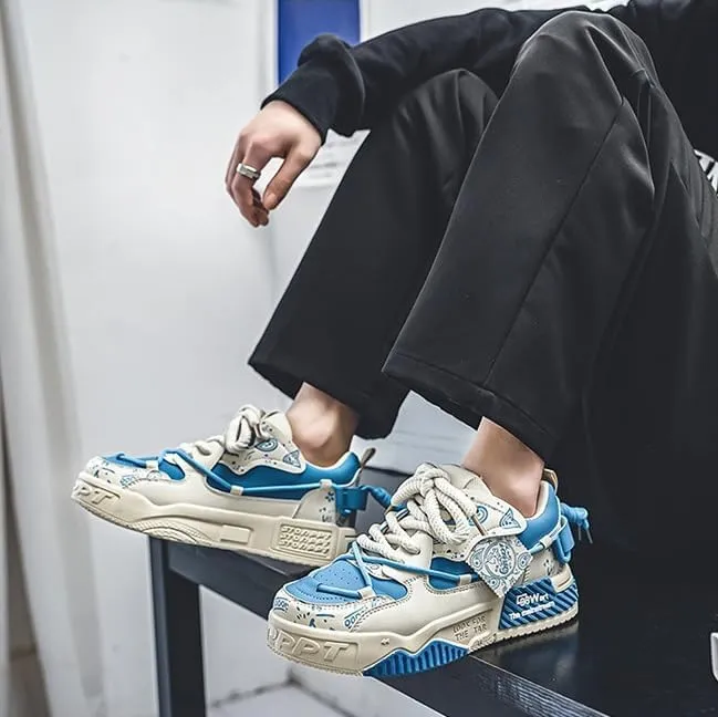 Men's Trendy Platform Lace-Up Sneakers for Walking, Jogging, and Casual Style