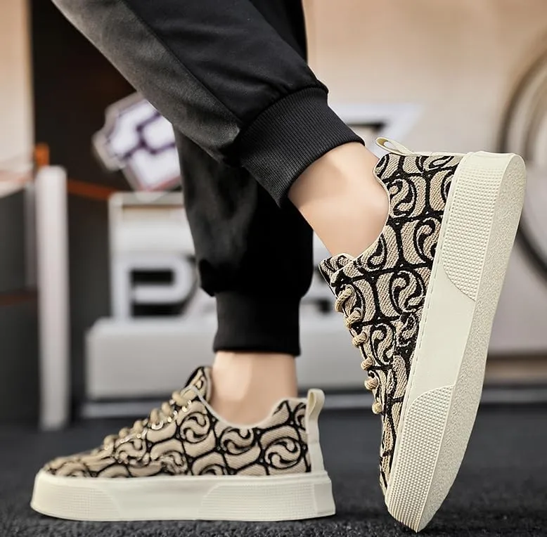 Men's Trendy Street Style Breathable Skateboard Shoes, Comfy Non Slip Lace Up EVA Sneakers for Men's Outdoor Activities