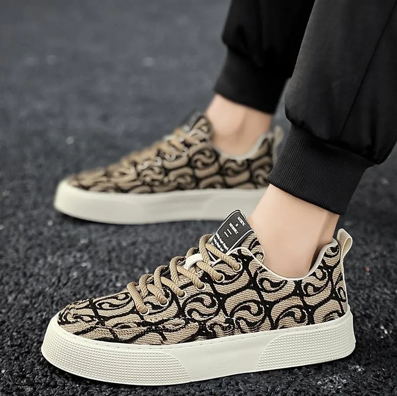 Men's Trendy Street Style Breathable Skateboard Shoes, Comfy Non Slip Lace Up EVA Sneakers for Men's Outdoor Activities