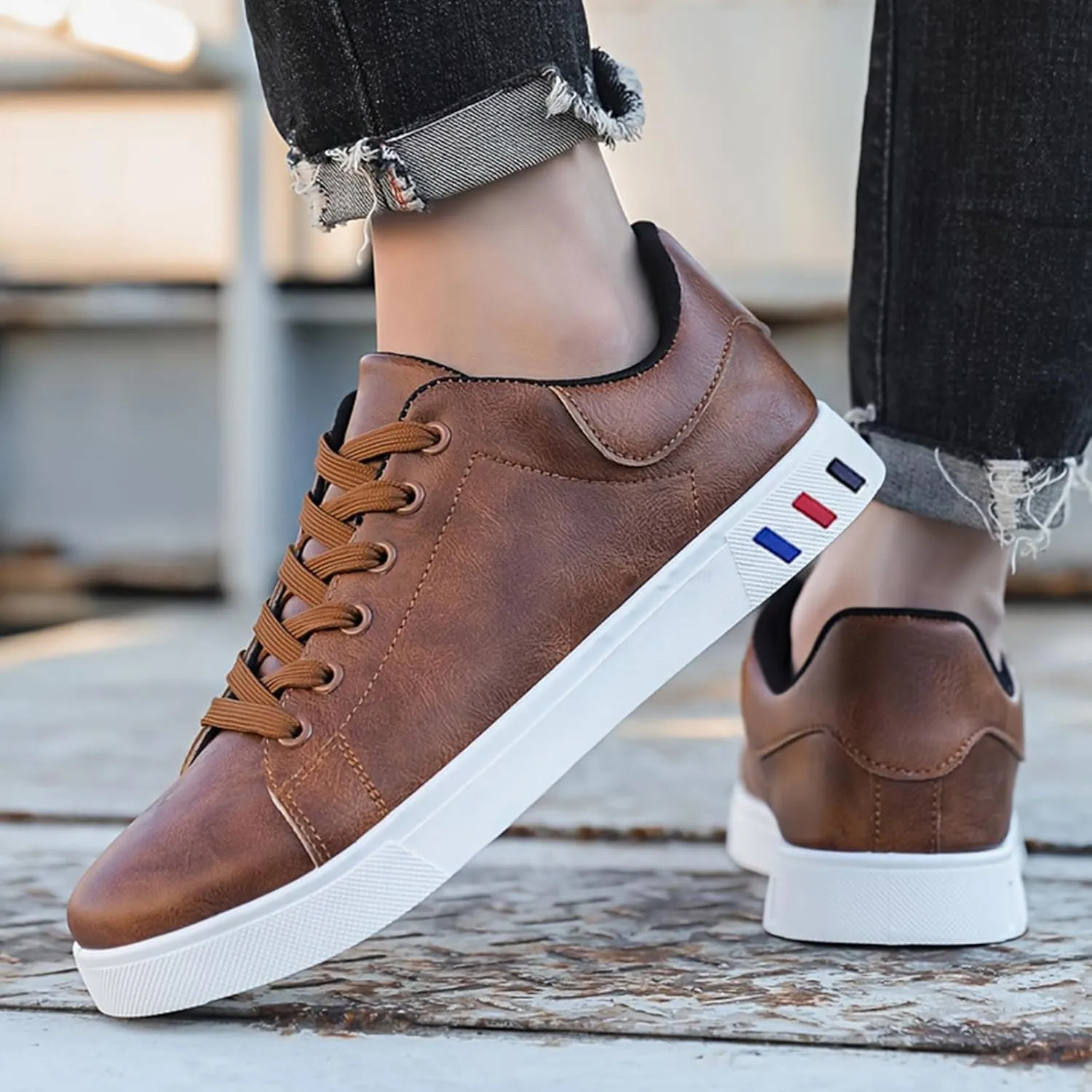 Men's Trendy Street Style Low Top Slip On Shoes, Comfortable Anti-slip Lace-up Wearable Sneakers, Suitable for Men's Outdoor Sports Hiking Running Shoes