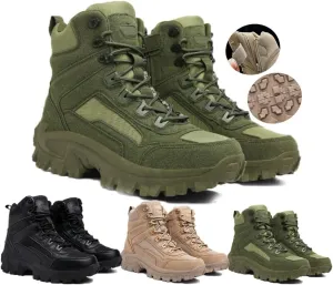 Men's Waterproof Side Zipper Outdoor Combat Boots,Casual Outdoor Mountaineering Trekking Commando Tactical Boots, Lightweight Comfortable Orthopedic Hiking Motorcycle Combat Boots