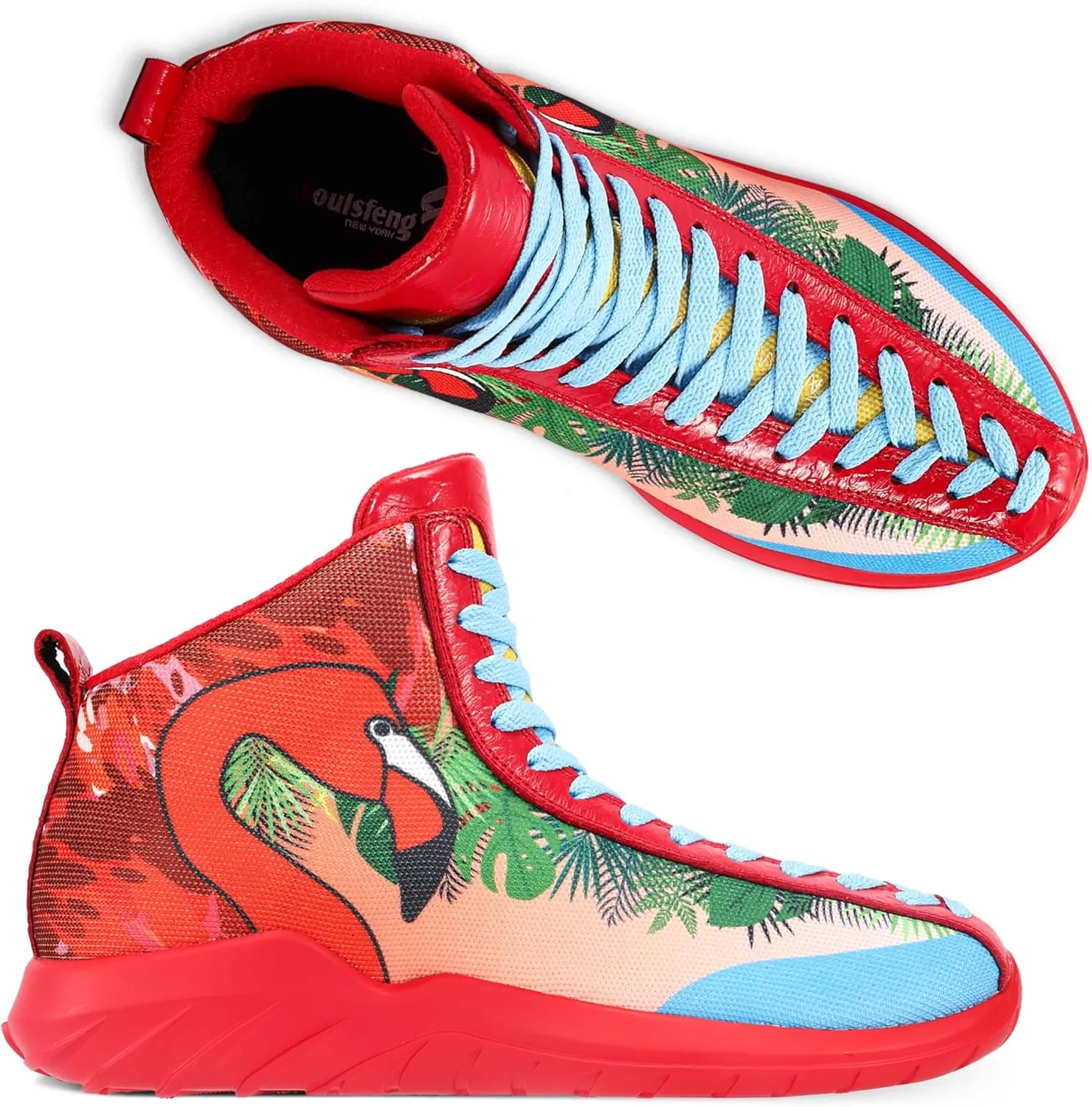 Men's Women's High Top Sneakers Unique Lace Up Lightweight Non Slip Outdoor Basketball Shoes