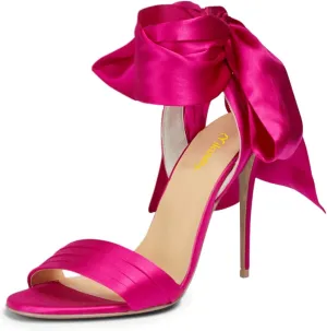 Milooey shoes Elegant Open Toe Heeled Sandals Ankle Strap Stiletto High Heels Chic Bow Backstrap Prom Party Wedding Dress Shoes Size 4-16 US
