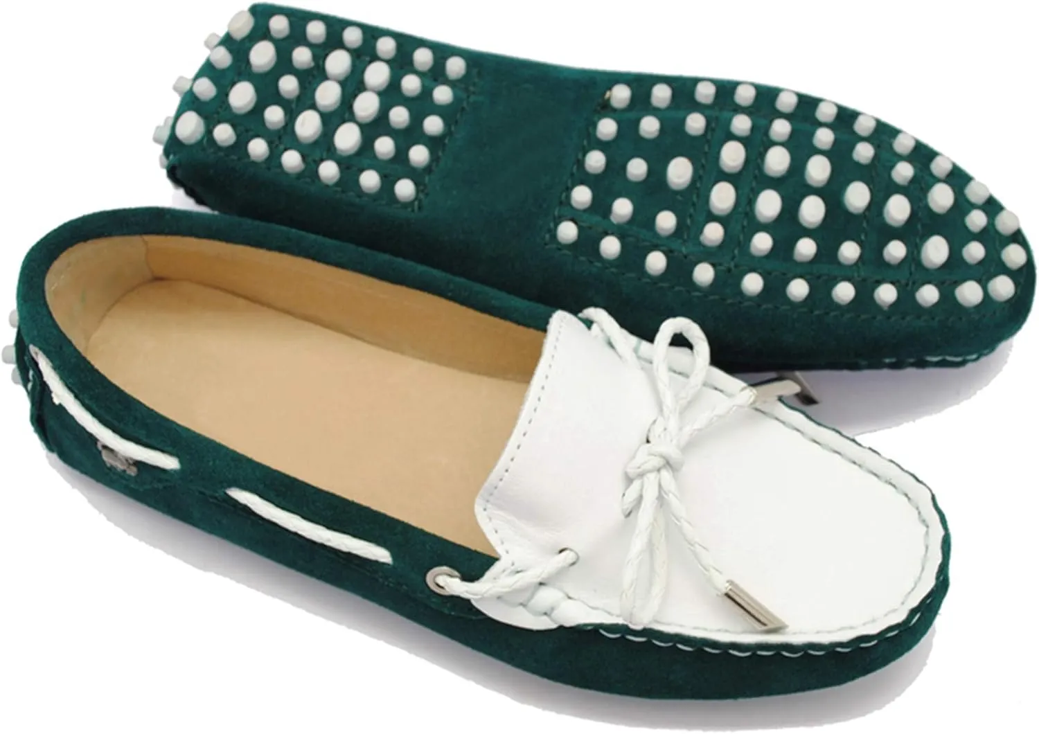 Minishion Womens Boat Shoes Two-Tone Casual Loafers YB9606