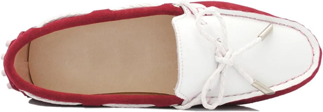 Minishion Womens Boat Shoes Two-Tone Casual Loafers YB9606