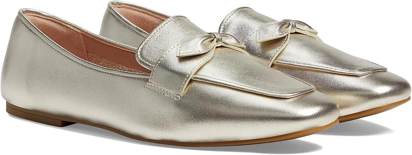 MOOMMO Women Square Toe Flat Heel Loafer Shoes Bow Slip On Penny Loafers Office 1 inch Low Thick Heel Dress Loafers Oxford Matte Casual Driver Walking Loafer Flats Party Wedding Fall Spring 4-11 M US