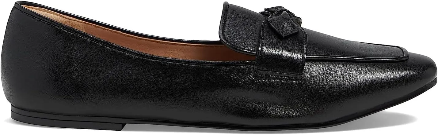 MOOMMO Women Square Toe Flat Heel Loafer Shoes Bow Slip On Penny Loafers Office 1 inch Low Thick Heel Dress Loafers Oxford Matte Casual Driver Walking Loafer Flats Party Wedding Fall Spring 4-11 M US