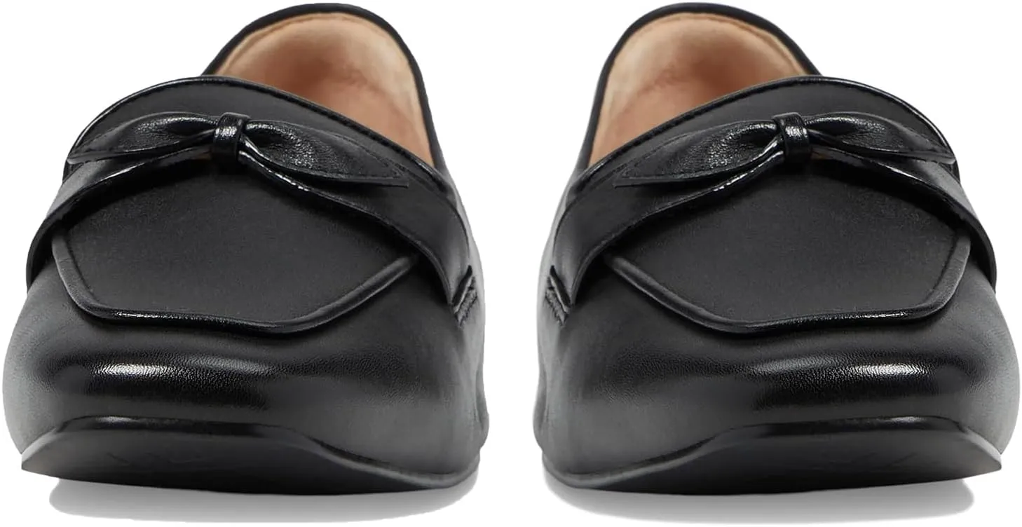 MOOMMO Women Square Toe Flat Heel Loafer Shoes Bow Slip On Penny Loafers Office 1 inch Low Thick Heel Dress Loafers Oxford Matte Casual Driver Walking Loafer Flats Party Wedding Fall Spring 4-11 M US