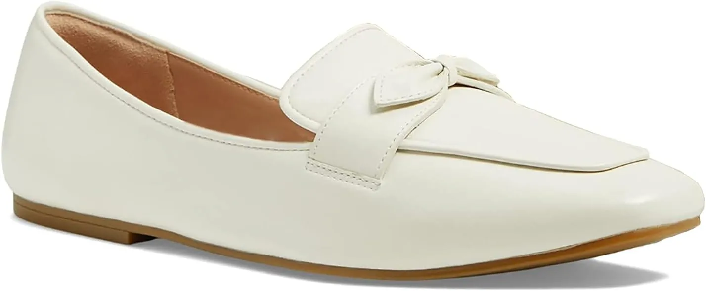 MOOMMO Women Square Toe Flat Heel Loafer Shoes Bow Slip On Penny Loafers Office 1 inch Low Thick Heel Dress Loafers Oxford Matte Casual Driver Walking Loafer Flats Party Wedding Fall Spring 4-11 M US