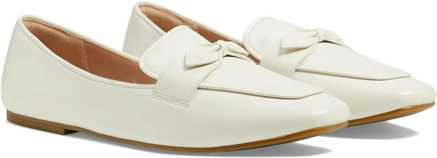 MOOMMO Women Square Toe Flat Heel Loafer Shoes Bow Slip On Penny Loafers Office 1 inch Low Thick Heel Dress Loafers Oxford Matte Casual Driver Walking Loafer Flats Party Wedding Fall Spring 4-11 M US