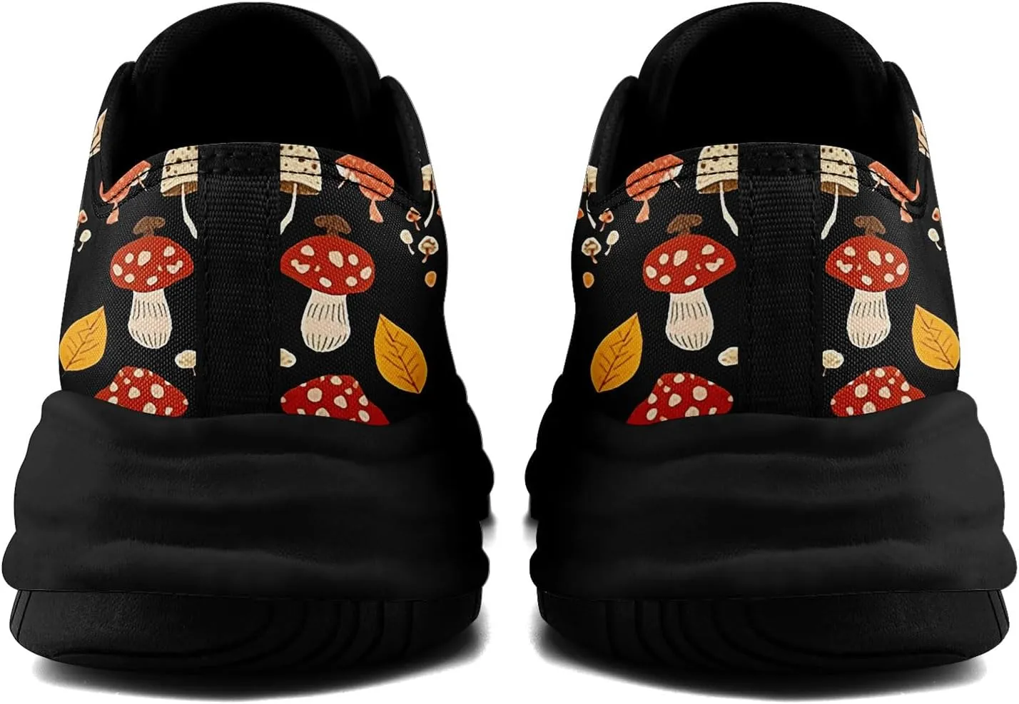Mushroom Floral Canvas Sneakers for Women's Men's Low-Top Trendy Lace-Up Walking Casual Shoes Spring Summer Footwear