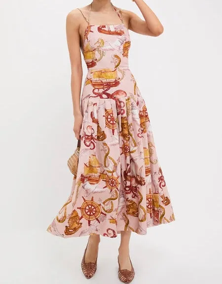 NAUTICAL WONDER STRAPPY MIDI