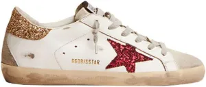 nesho White Leather Sneakers for Women Trendy Sequins Trainers Lace-up Low-top Sport Shoes