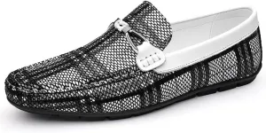 New Men's Loafers Shoes Two Tone PU Leather Round Toe Penny Loafers Comfortable Anti-Slip Lightweight Casual Wedding Slip-ons