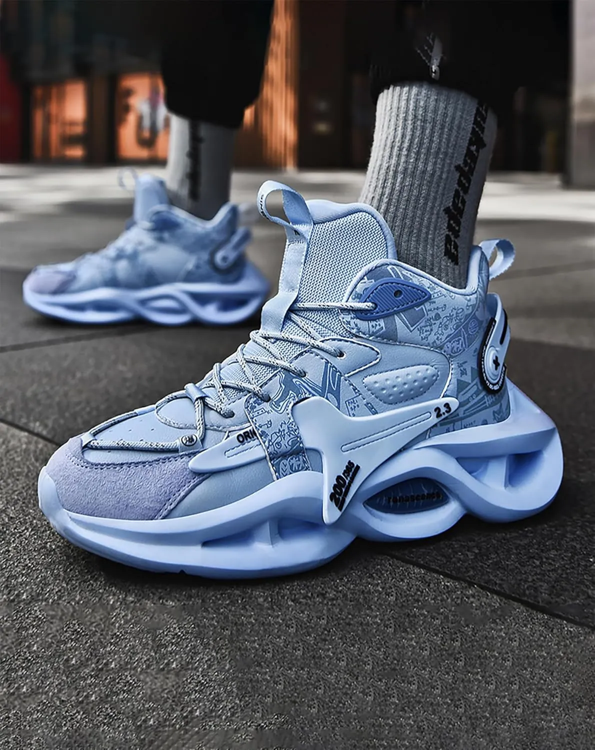 Niepce Inc Streetwear Fashion Men's Chunky Sneakers with Design