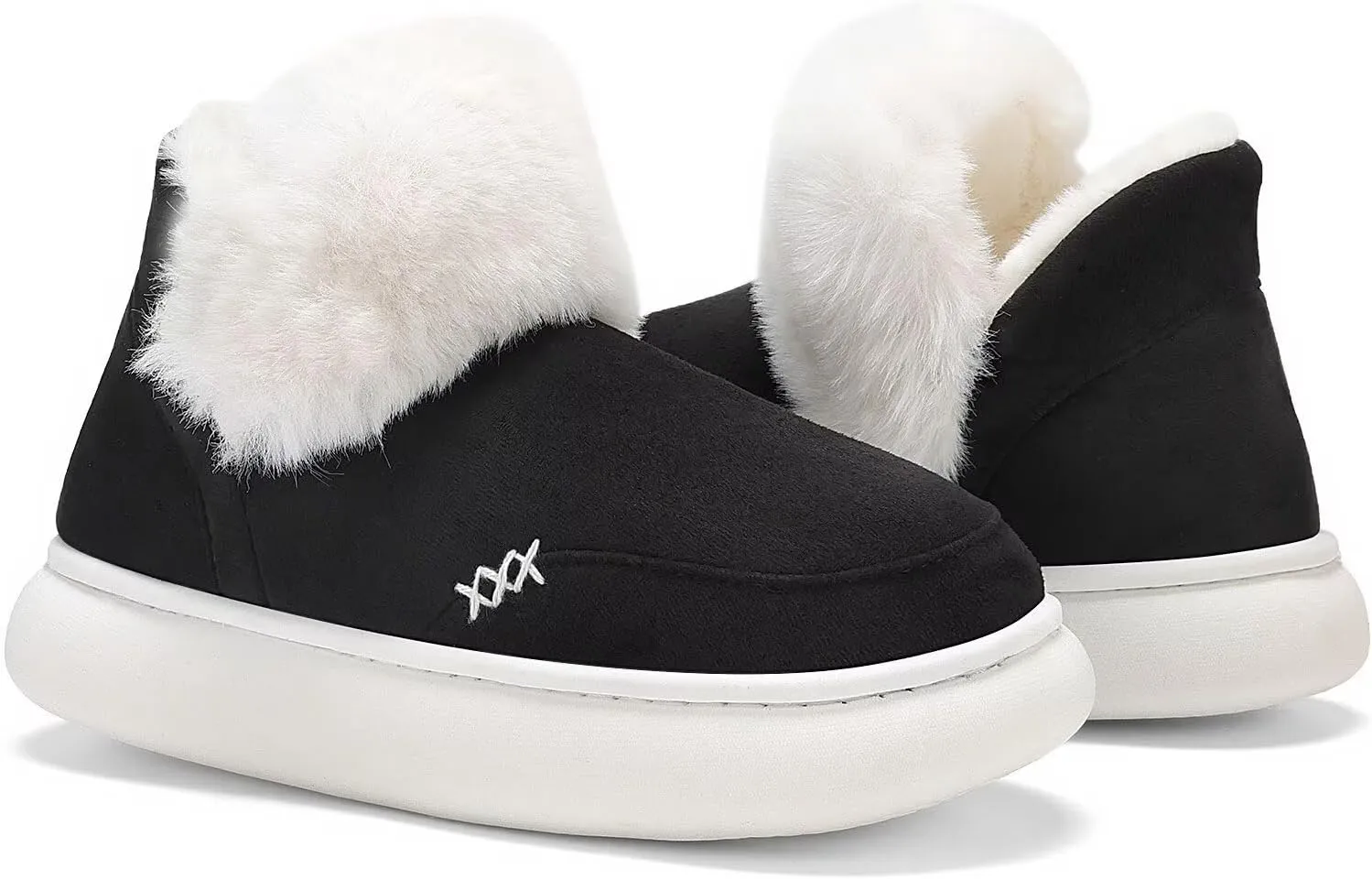 NineCiFun Women's Suede Bootie Slippers Warm Fuzzy Slippers with Faux Fur Lining Cozy Memory Foam Indoor House Shoes
