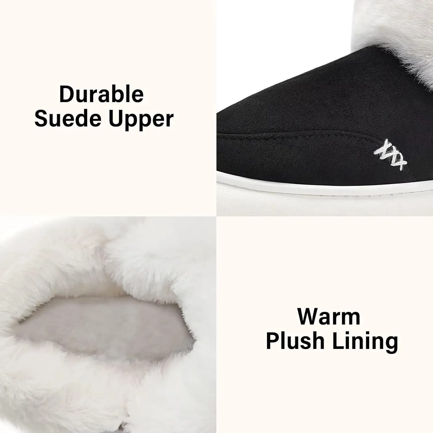 NineCiFun Women's Suede Bootie Slippers Warm Fuzzy Slippers with Faux Fur Lining Cozy Memory Foam Indoor House Shoes