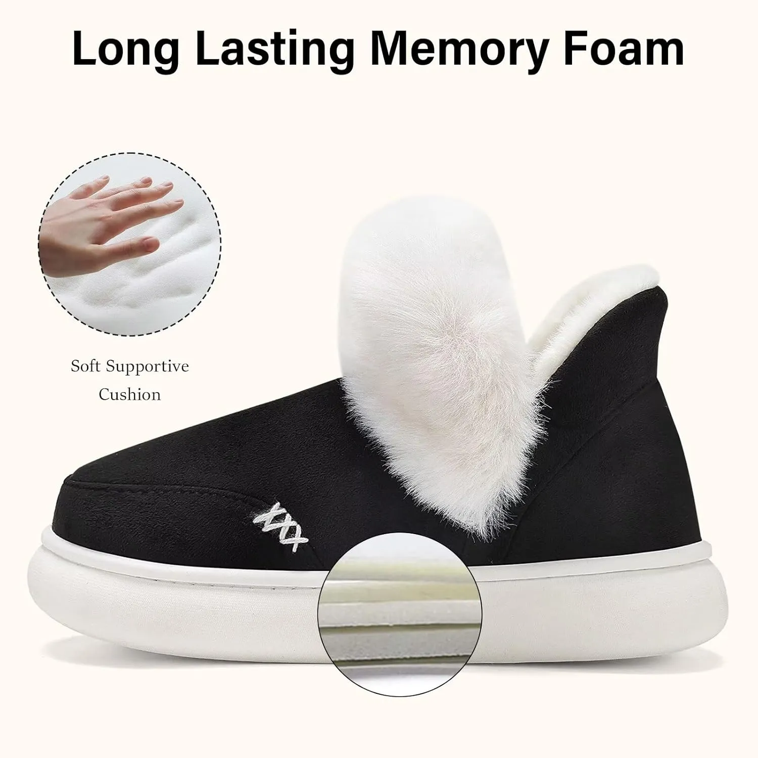 NineCiFun Women's Suede Bootie Slippers Warm Fuzzy Slippers with Faux Fur Lining Cozy Memory Foam Indoor House Shoes