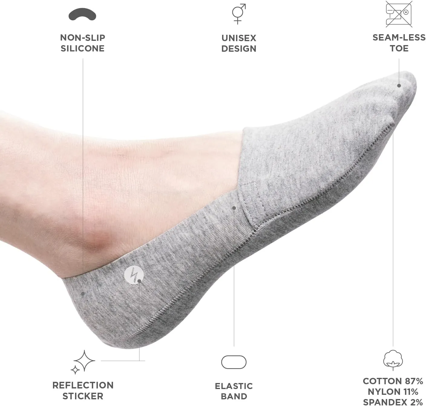 No Show Socks 3 Pairs for Women and Men, Non Slip, Low Cut Liner, Invisible, Loafer, Sneaker, Flats, Boat Socks