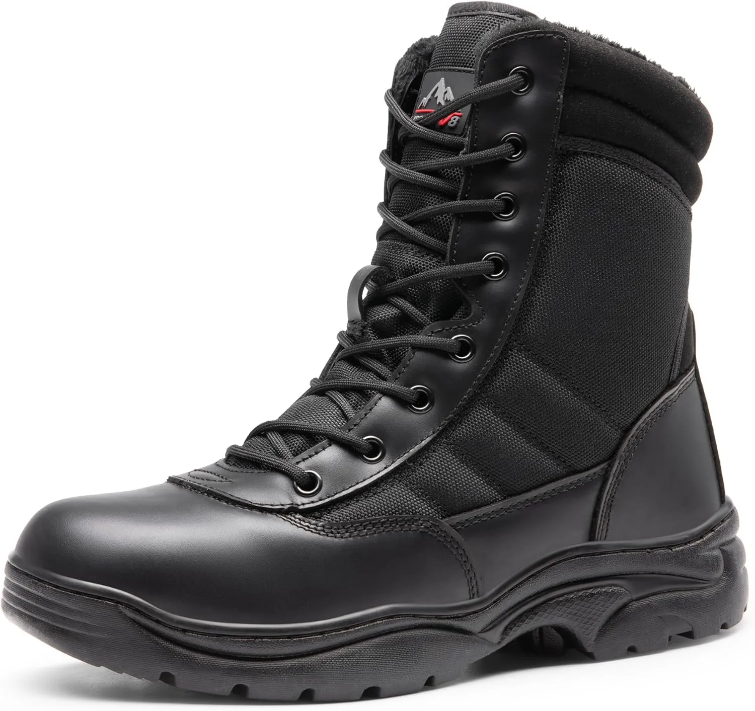 NORTIV 8 Men's Military Tactical Work Boots Side Zipper Leather Motorcycle Combat Boots Trooper(6-8 Inches)
