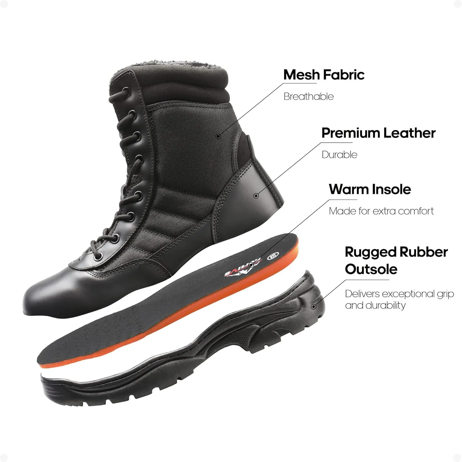 NORTIV 8 Men's Military Tactical Work Boots Side Zipper Leather Motorcycle Combat Boots Trooper(6-8 Inches)