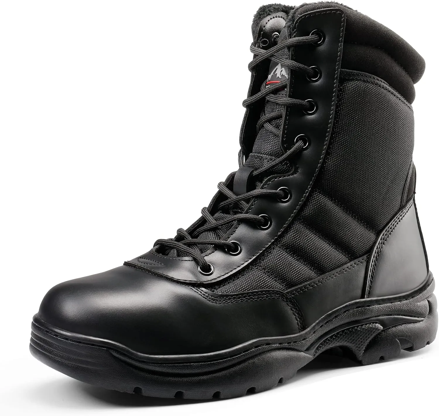NORTIV 8 Men's Military Tactical Work Boots Side Zipper Leather Motorcycle Combat Boots Trooper(6-8 Inches)
