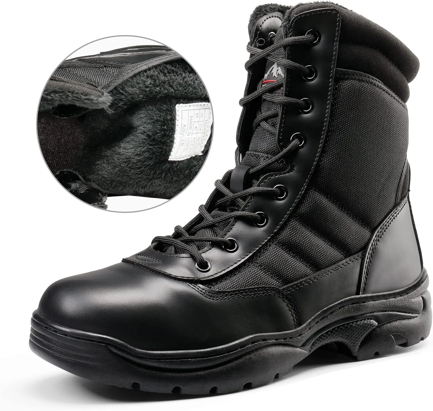 NORTIV 8 Men's Military Tactical Work Boots Side Zipper Leather Motorcycle Combat Boots Trooper(6-8 Inches)