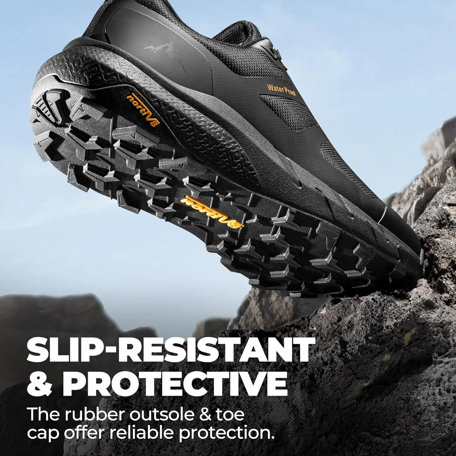 NORTIV 8 Men's Waterproof Hiking Shoes Lightweight Trekking Walking Fashion Sneakers with Arch Support for Camping Tennis Outdoor Training StreamRunner