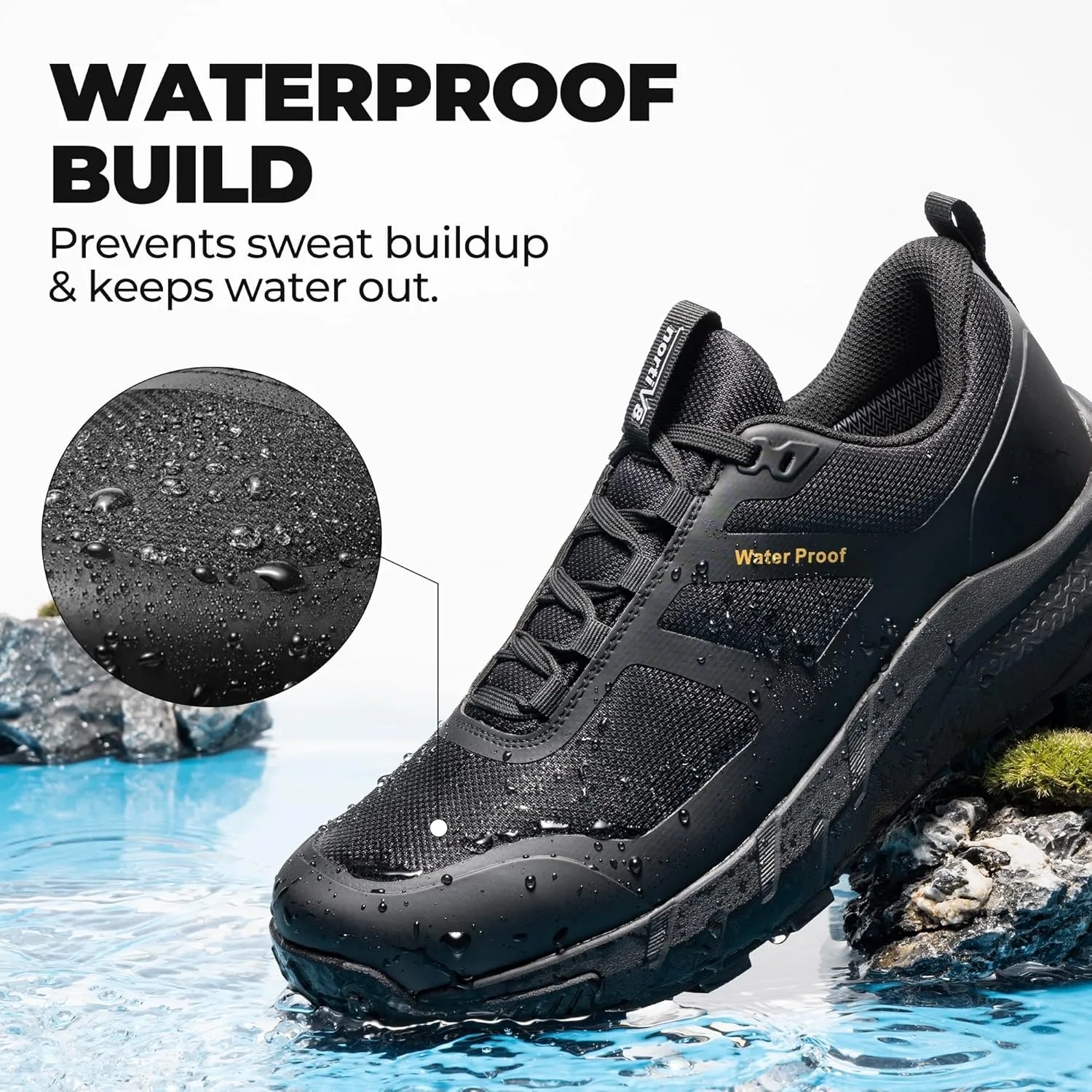 NORTIV 8 Men's Waterproof Hiking Shoes Lightweight Trekking Walking Fashion Sneakers with Arch Support for Camping Tennis Outdoor Training StreamRunner