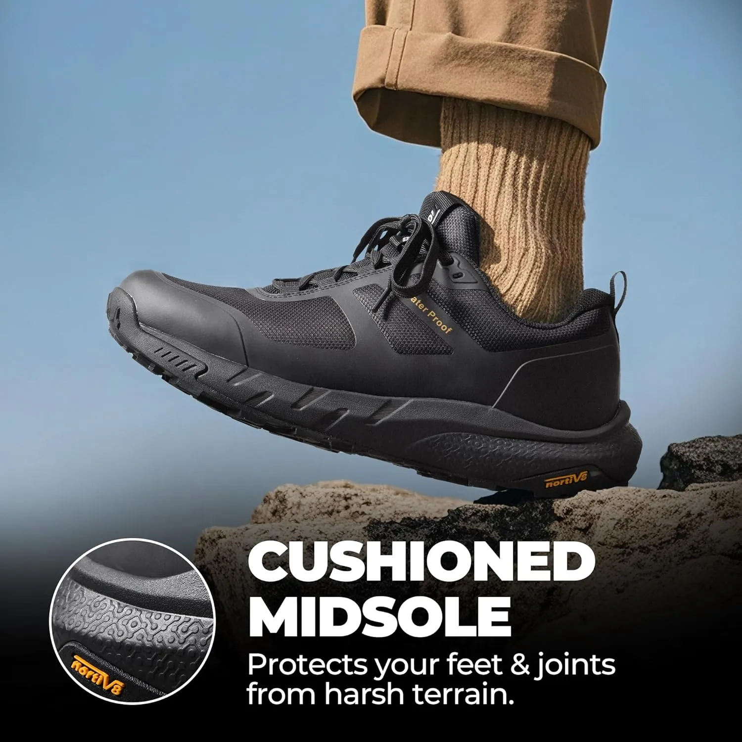 NORTIV 8 Men's Waterproof Hiking Shoes Lightweight Trekking Walking Fashion Sneakers with Arch Support for Camping Tennis Outdoor Training StreamRunner