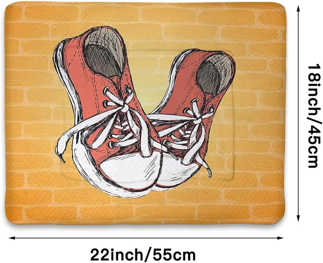 Orange Brown Soft Warm Pet Blanket Cat Blanket Vintage Sneakers on Brick Wall Youth Theme Pet Bed Pad Reversible Self-Warming Sofa Mat Urban 18" x 22"