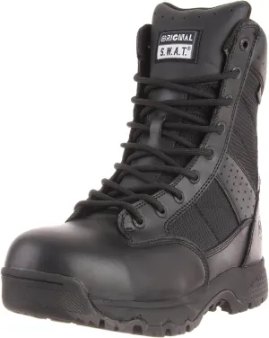 Original S.W.A.T. Metro 9" Side Zip Safety Toe - Boots for Men - Durable Leather - Textile Upper - EVA Midsole Black US Men's 6, Women's 7.5 Medium