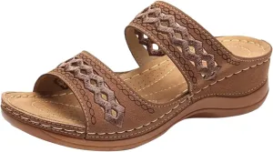 Orthopedic Sandals for Women with Arch Support Walking Slippers Slip On Wide Width Slides for Summer Beach Non Slip Breathable Sandal Vintage Flip Flops Dressy Spring Flat