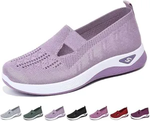 Orthopedic Shoes, Women's Comfortable Breathable Knitted Sneakers, Woven Cut-Out Orthopedic Soft Arch Support Walking Shoes