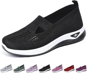 Orthopedic Shoes, Women's Comfortable Breathable Knitted Sneakers, Woven Cut-Out Orthopedic Soft Arch Support Walking Shoes