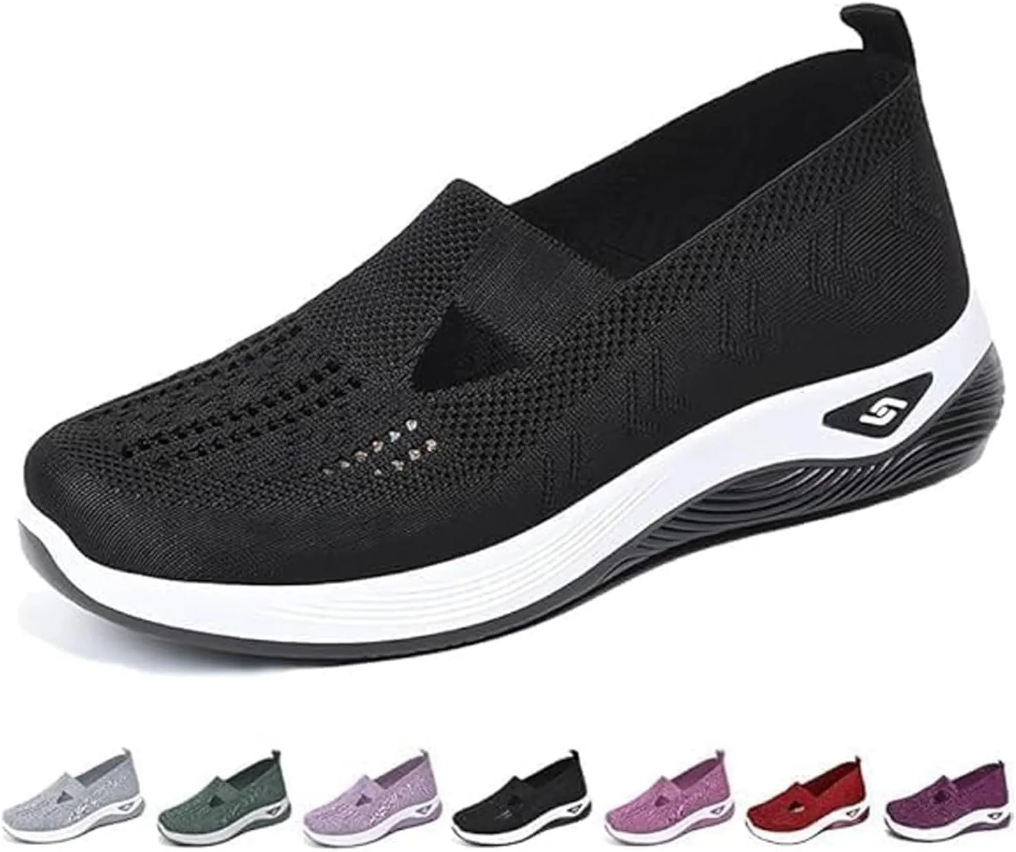 Orthopedic Shoes, Women's Comfortable Breathable Knitted Sneakers, Woven Cut-Out Orthopedic Soft Arch Support Walking Shoes