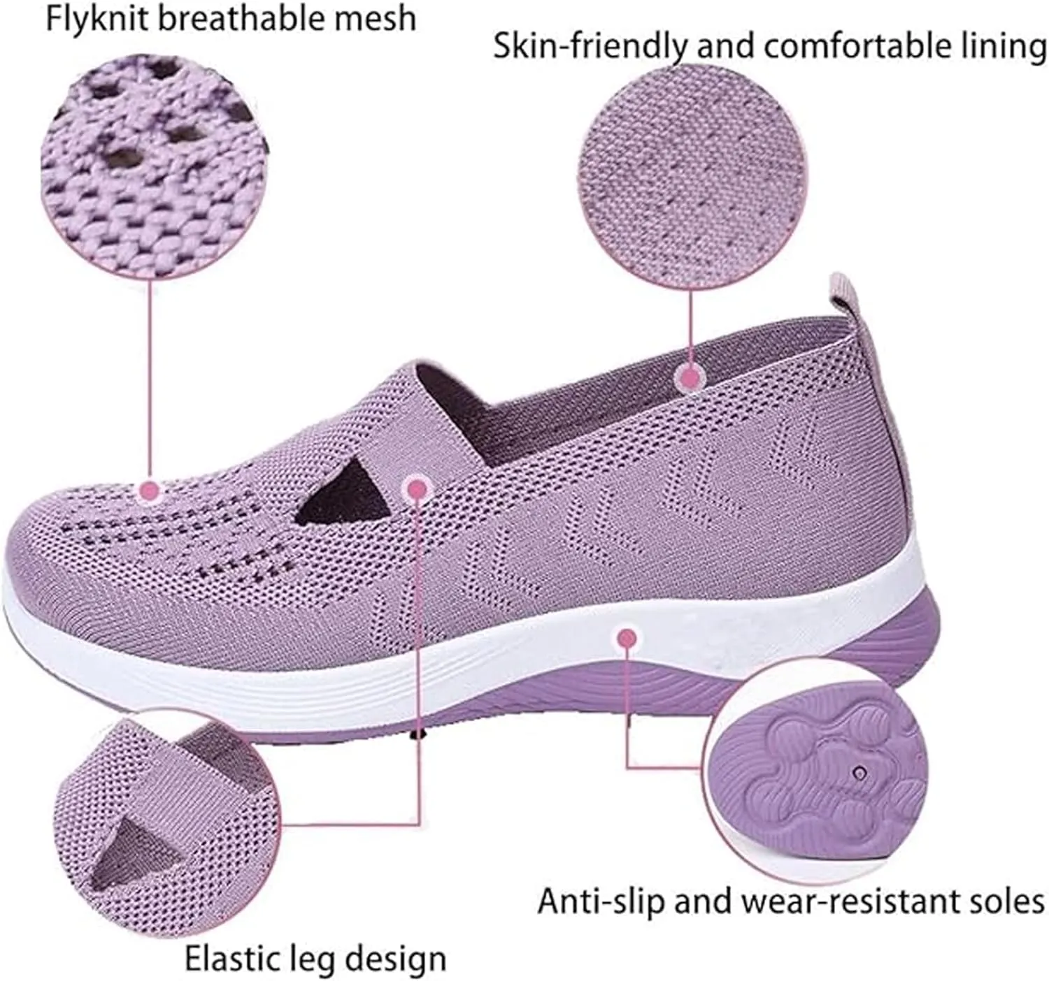 Orthopedic Walking Shoes for Women Woven Breathable Arch Support Soft Sole Shoe Mesh Slip On Diabetic Sneakers