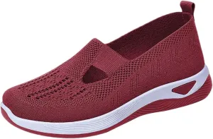 Orthopedic Walking Shoes for Women Woven Breathable Arch Support Soft Sole Shoe Mesh Slip On Diabetic Sneakers