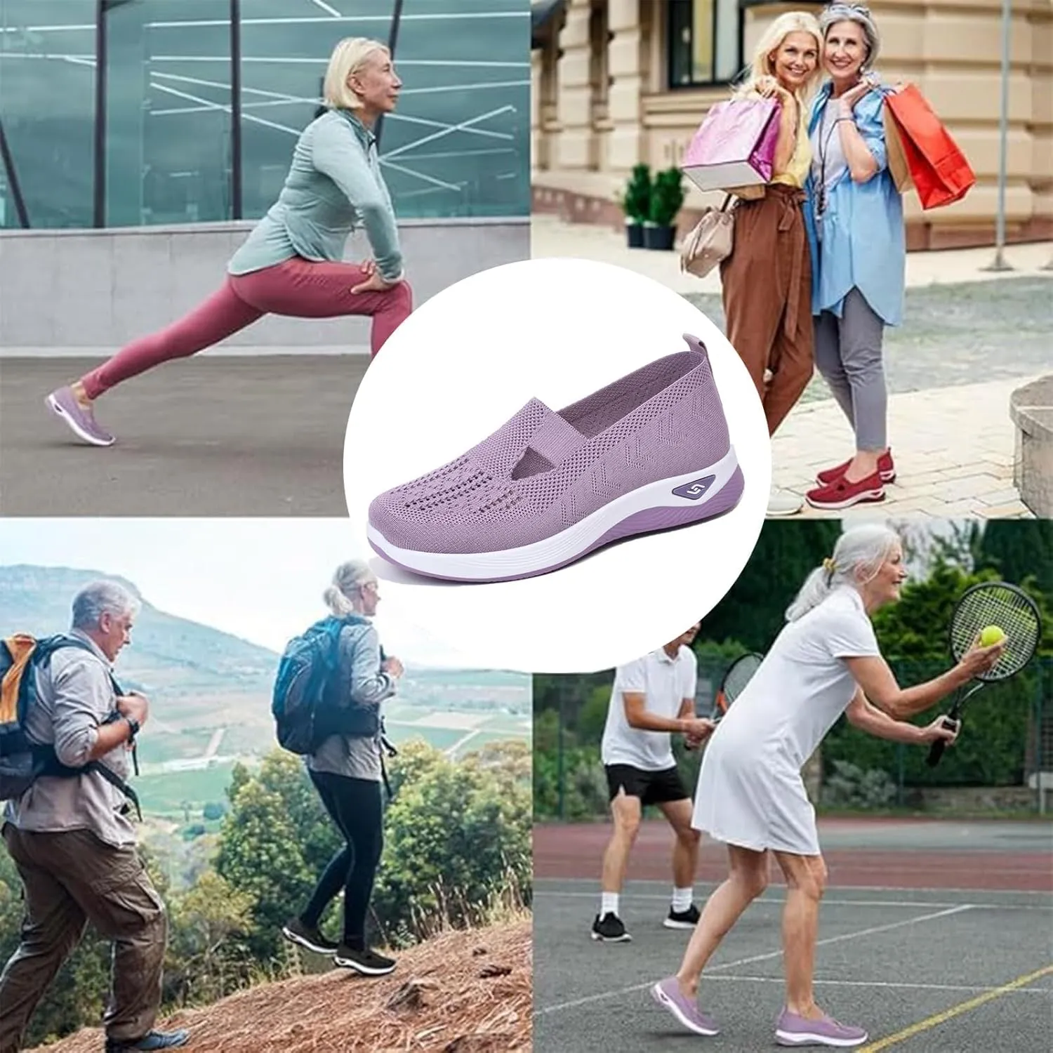 Orthopedic Walking Shoes for Women Woven Breathable Arch Support Soft Sole Shoe Mesh Slip On Diabetic Sneakers