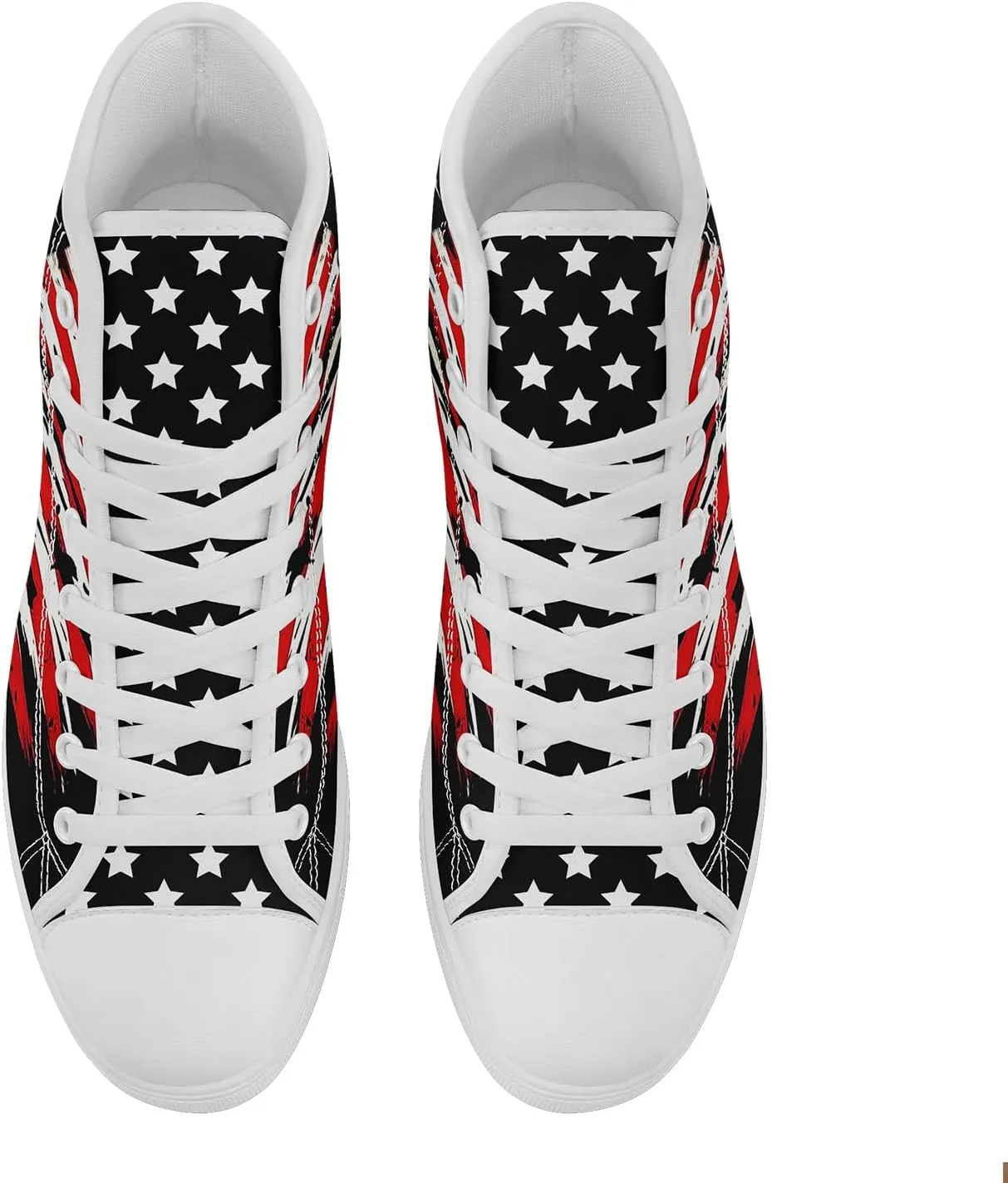 Patriotic American Flag High Top Canvas Shoes, Lightweight Lace-Up Fashion Sneakers, Casual Walking Shoes for Men & Women