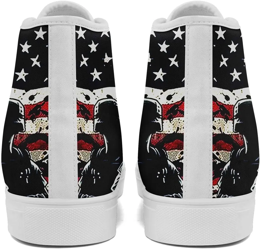 Patriotic American Flag High Top Canvas Shoes, Lightweight Lace-Up Fashion Sneakers, Casual Walking Shoes for Men & Women