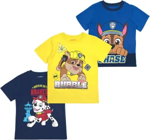 Paw Patrol Nickelodeon Boys 3 Pack Short Sleeve T-Shirt for Toddler and Big Kids