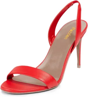 Pazzion Women Sexy Open Round Toe Stilettos Sandals Elastic Slingback Strap Slip On High Heels Pumps Chic Event Ballroom Shoes Size 4-16 US
